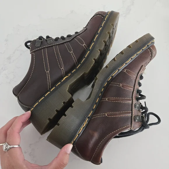 Vintage Y2K Dr. Martens Chunky Platform Brown Leather Church Monkey Shoes Mens 5 - Picture 12 of 14